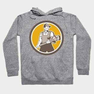 Plumber Holding Giant Wrench Retro Circle Hoodie